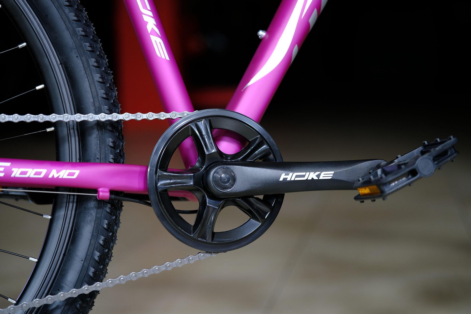 Система (шатун) алюминий 36T под квадрат HOKE Jade 100 MD матовый фиолетовый-белый 15