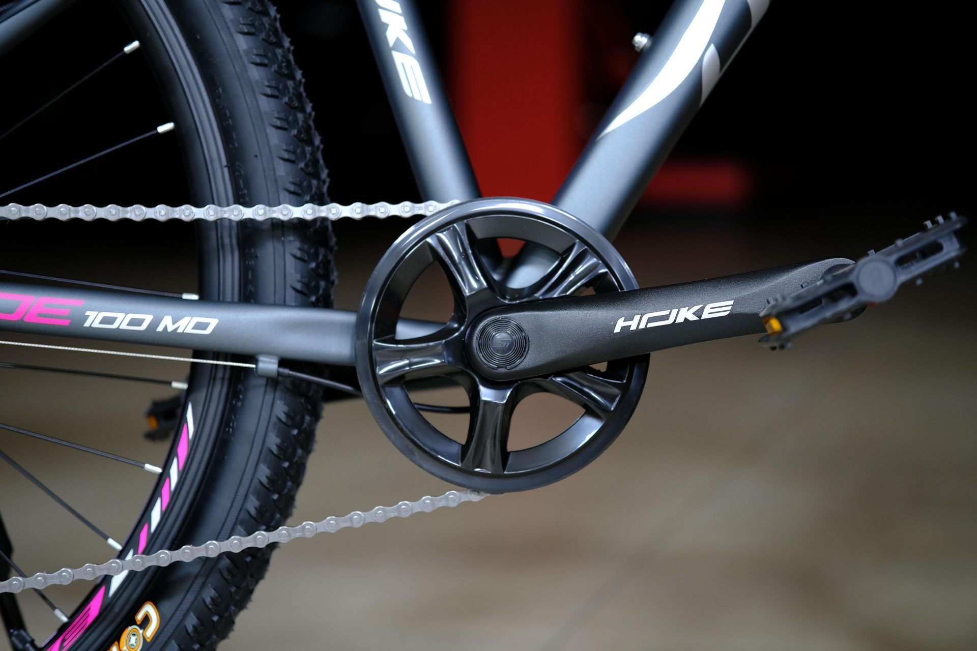 Система (шатун) алюминий 36T под квадрат HOKE Jade 100 MD матовый серый-розовый 17